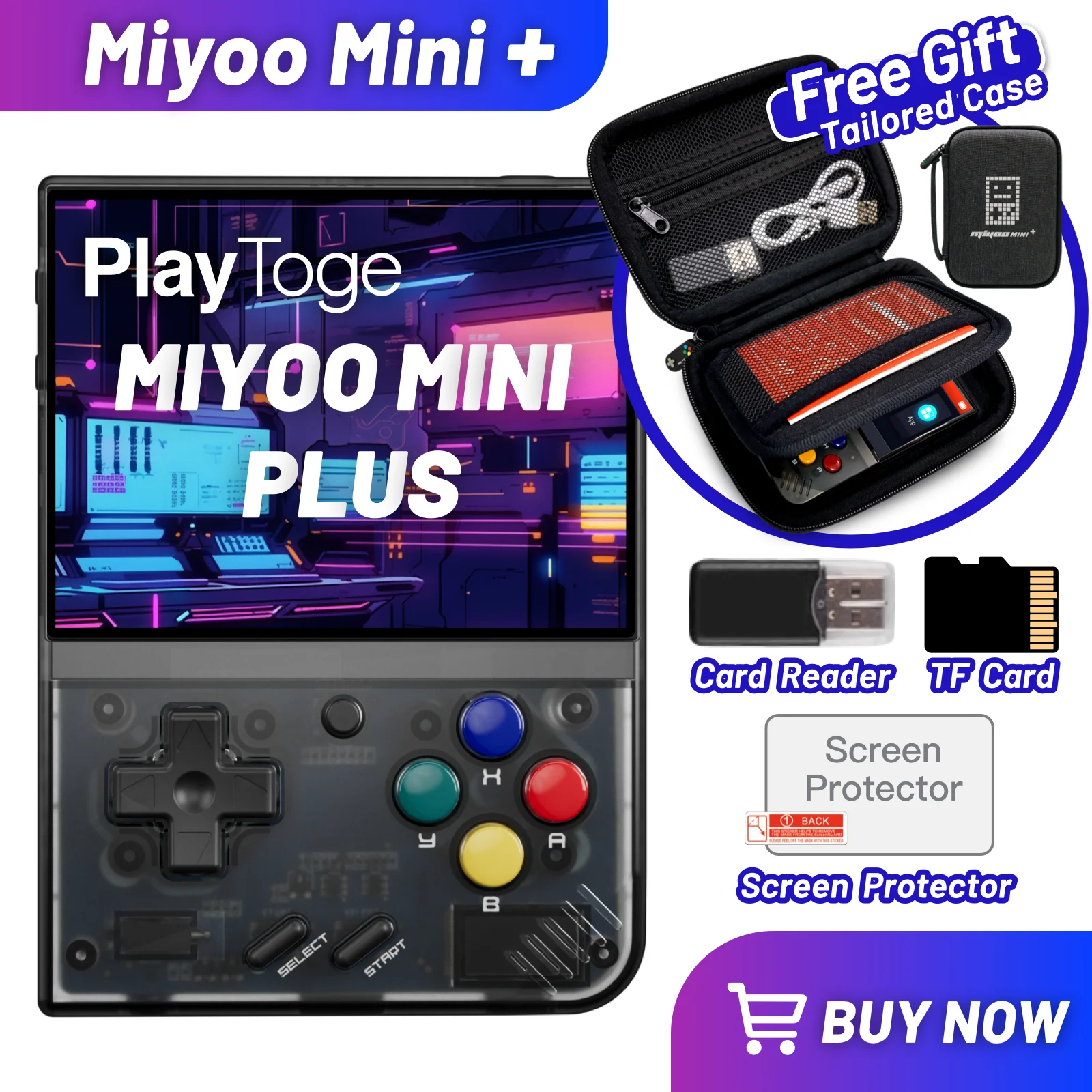 Miyoo Mini Plus ޴  ܼ, 3.5 ġ IPS 640x480 ȭ,   TF ī, 3000mAh ͸